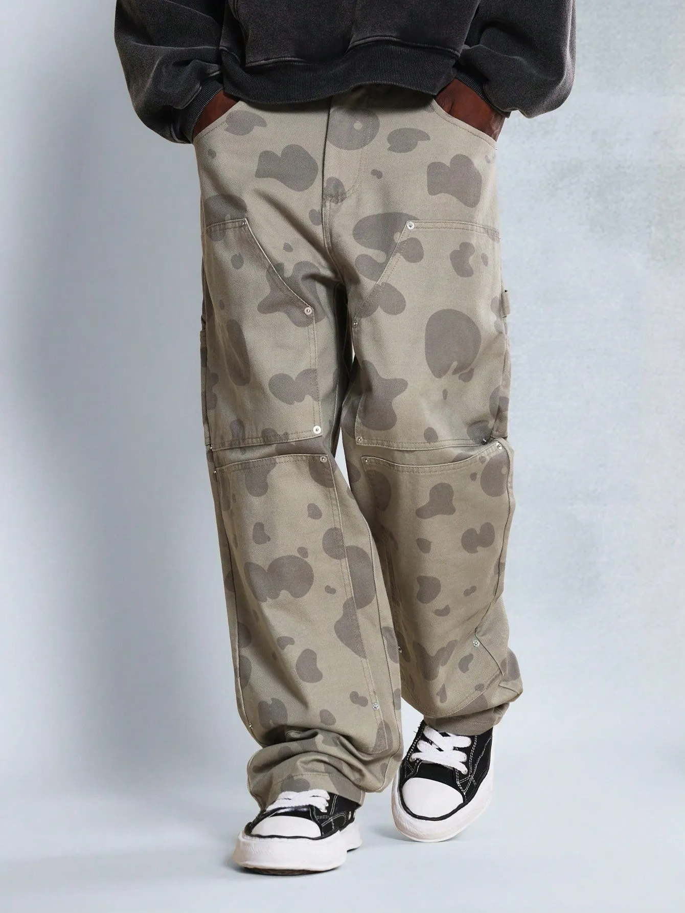 Straight Fit Printed Carpenter Jean