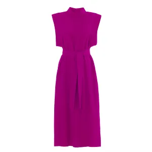 Stylish Straight Dress With Belt Pink