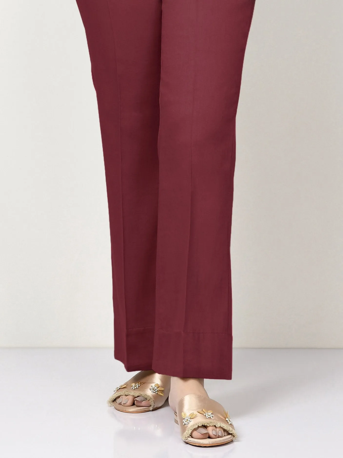 Unstitched Cambric Trouser -Maroon