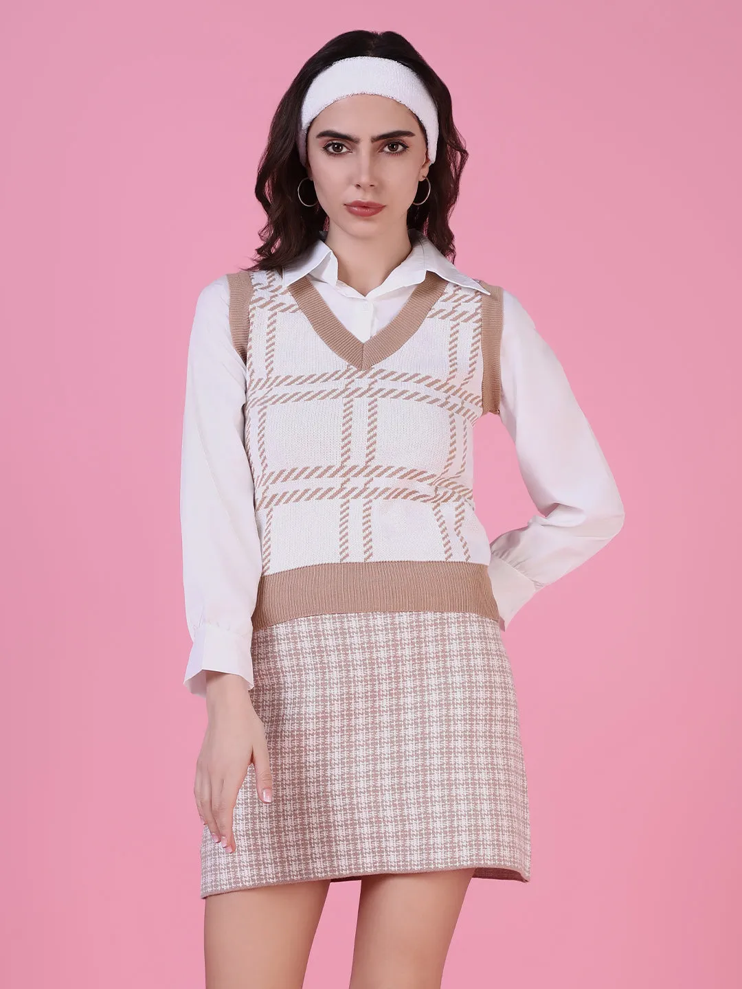Women Beige Solid Shirt Style Top