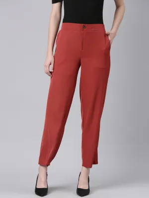 Women Rust Solid Trouser