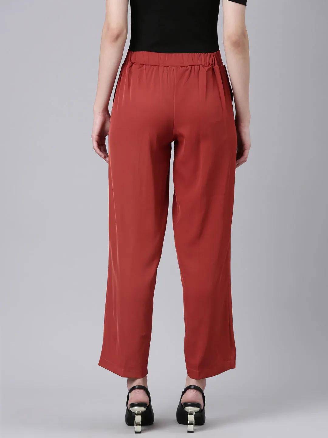 Women Rust Solid Trouser